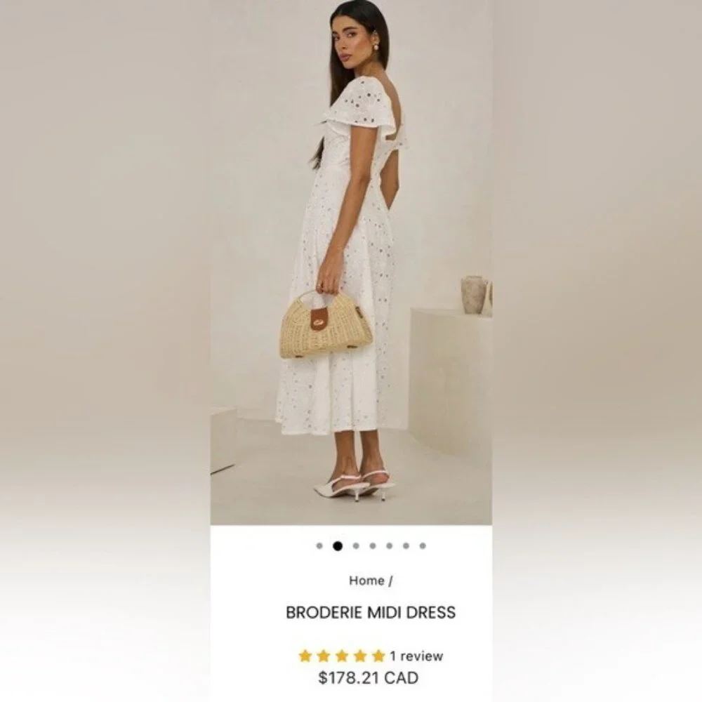 NWT Size XL - Extro&Vert Ada Flutter-Sleeve Broderie Midi Dress (NWT US$ 123) - Picture 9 of 16